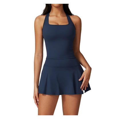 Women’s 2-Piece Workout Set with Top & Skirt Shorts