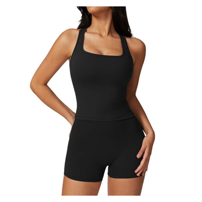 Women’s 2-Piece Workout Set with Top & Skirt Shorts