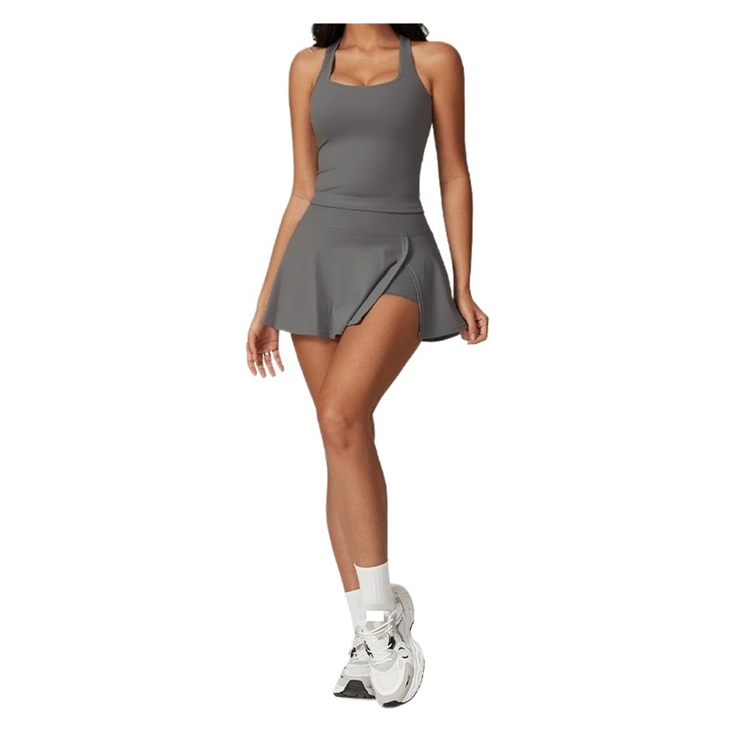 Women’s 2-Piece Workout Set with Top & Skirt Shorts
