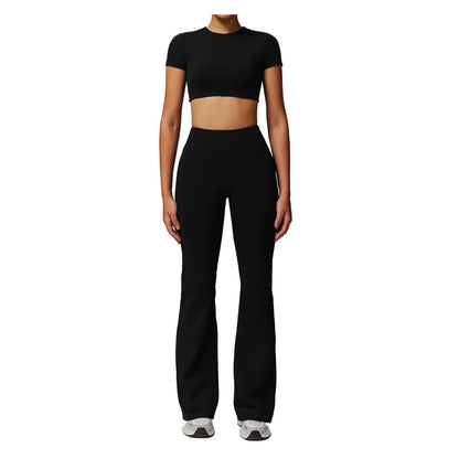 Women’s 2-Piece Workout Set with T-Shirt & Leggings