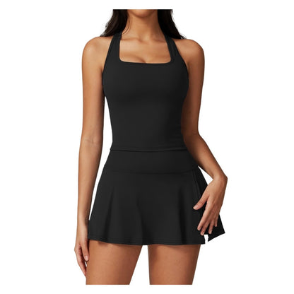 Women’s 2-Piece Workout Set with Top & Skirt Shorts