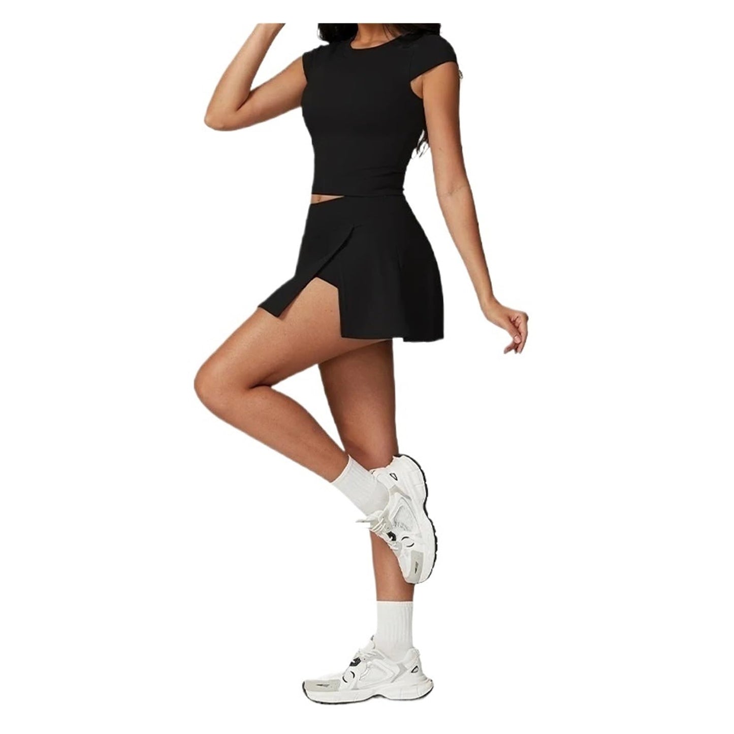 Women’s 2-Piece Workout Set with Top & Skirt Shorts