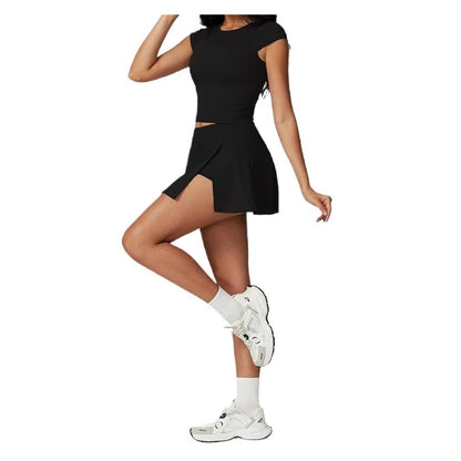 Women’s 2-Piece Workout Set with Top & Skirt Shorts