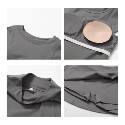 Women’s 2-Piece Workout Set with Top & Skirt Shorts