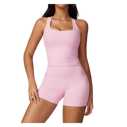 Women’s 2-Piece Workout Set with Top & Skirt Shorts