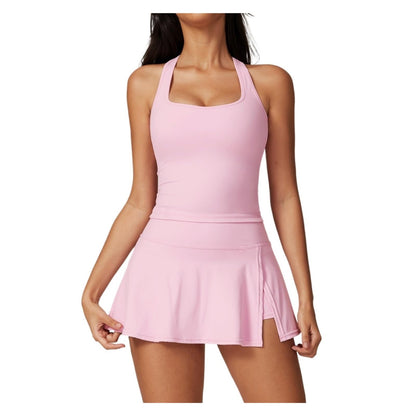 Women’s 2-Piece Workout Set with Top & Skirt Shorts
