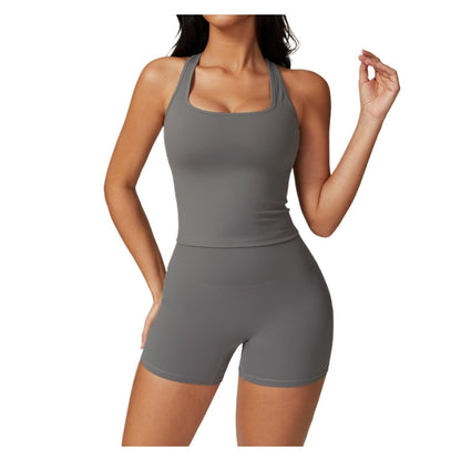 Women’s 2-Piece Workout Set with Top & Skirt Shorts
