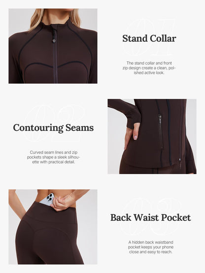 Women’s 2-Piece Workout Set with Zip Jacket & Flare Leggings